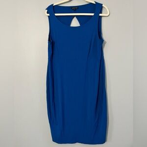 Eileen Fisher Cut-Out Oval Dress Stretch Jersey Knit Sleeveless in blue Sz XL